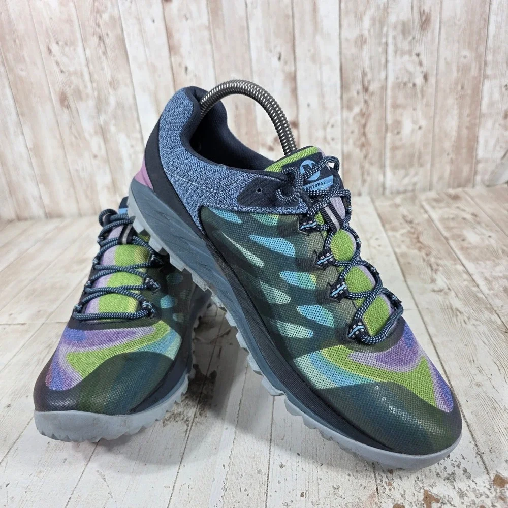 Merrell Antora 2 Rainbow Trail Running Shoes Womens 10 Multi Color  Vibram